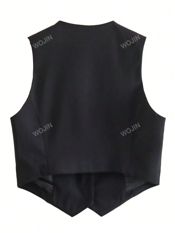 Gilet décontracté pour femmes, blazer sans manches, veste de tailleur simple de couleur unie, débardeur court ajusté pour tenue de travail quotidienne – Image 10