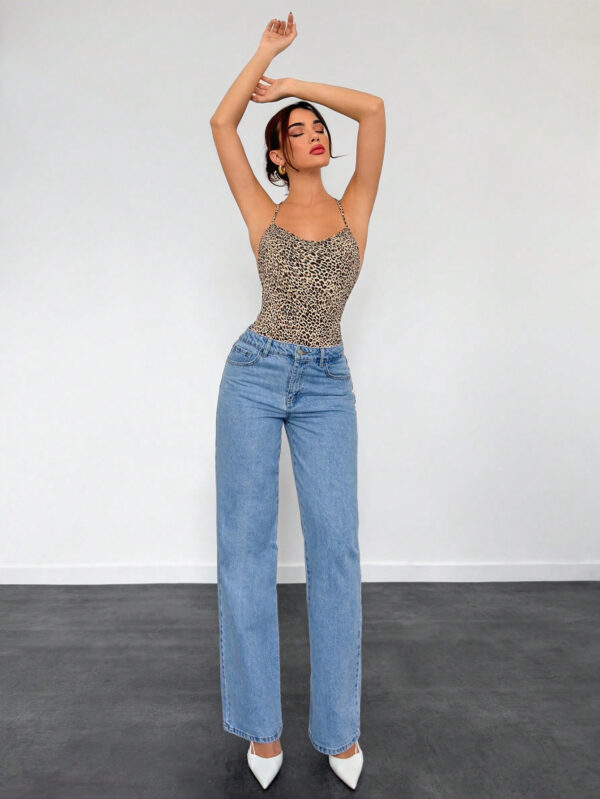 Aloruh Body sexy et pour femmes avec imprimé léopard et dos ouvert – Image 6