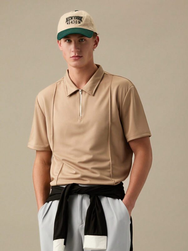 Manfinity Modomio Chemise polo tricotée unie pour homme pour tenues décontractées de tous les jours – Image 2