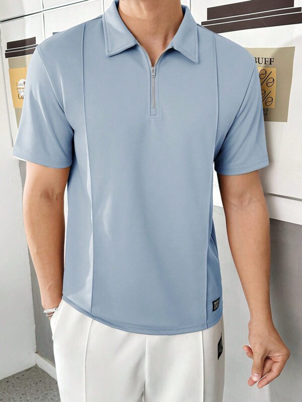 Manfinity Modomio Chemise polo tricotée unie pour homme pour tenues décontractées de tous les jours – Image 9