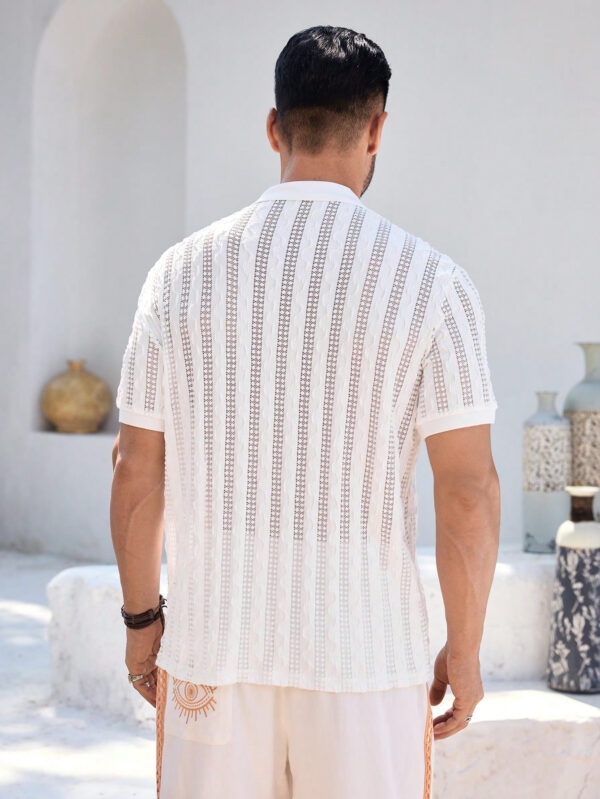 Manfinity KASUA Polo à manches courtes minimaliste à boutons devant pour hommes, port casual quotidien – Image 2