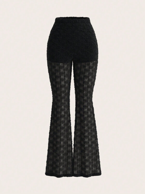 Opulessa Pantalon de vacances évasé en dentelle à taille haute pour femmes – Image 7