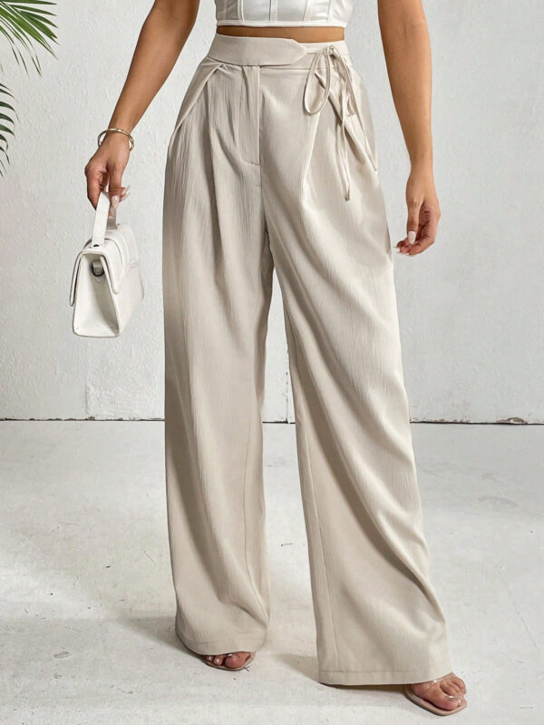 Firerie Pantalon Ample Taille Haute À Détail Plié À Nœud – Image 5