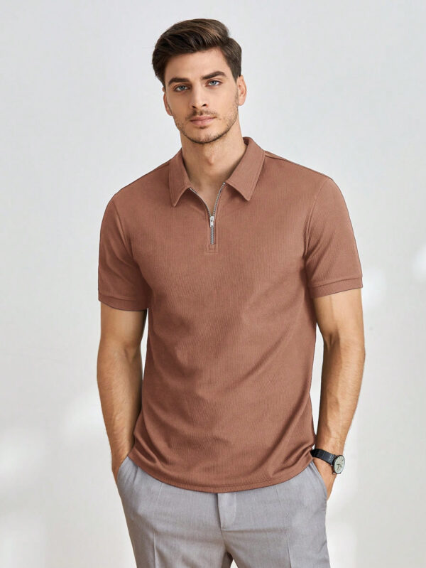 Manfinity Modomio Polo à manches courtes en tricot de couleur unie pour homme, pour un usage quotidien et décontracté