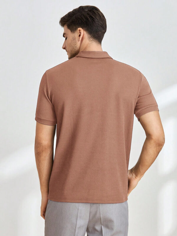 Manfinity Modomio Polo à manches courtes en tricot de couleur unie pour homme, pour un usage quotidien et décontracté – Image 9