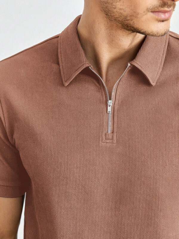 Manfinity Modomio Polo à manches courtes en tricot de couleur unie pour homme, pour un usage quotidien et décontracté – Image 10