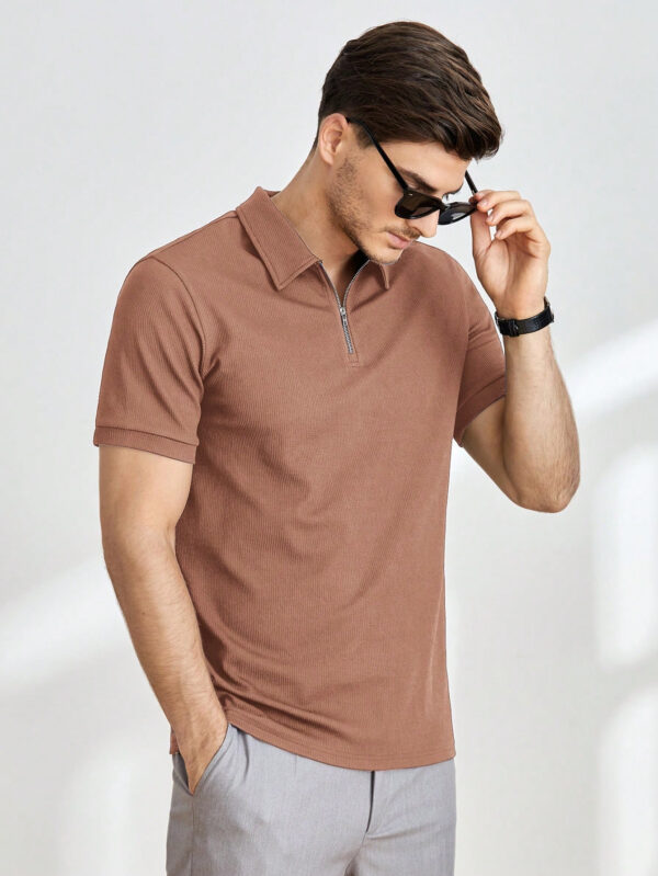 Manfinity Modomio Polo à manches courtes en tricot de couleur unie pour homme, pour un usage quotidien et décontracté – Image 12