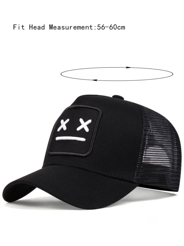 1 pièce Casquette de baseball à visage souriant brodé pour homme, casquette de camionneur à la mode avec sangle réglable pour la protection solaire extérieure, convient pour les voyages, le tourisme et les vacances à la plage au printemps et en automne, Halloween de rue – Image 10