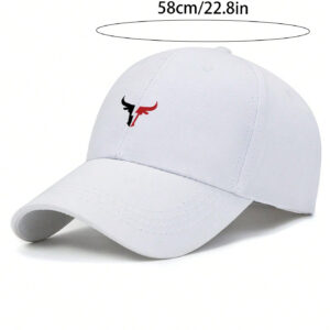 1 pièce Casquette de baseball unisexe avec imprimé minimaliste de tête de taureau, chapeau de soleil, chapeau de sport décontracté pour homme et femme, adapté aux déplacements quotidiens