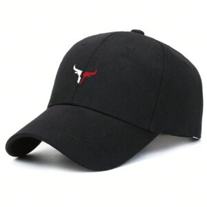 1 pièce Casquette de baseball unisexe avec imprimé minimaliste de tête de taureau, chapeau de soleil, chapeau de sport décontracté pour homme et femme, adapté aux déplacements quotidiens