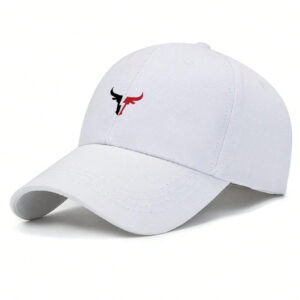 1 pièce Casquette de baseball unisexe avec imprimé minimaliste de tête de taureau, chapeau de soleil, chapeau de sport décontracté pour homme et femme, adapté aux déplacements quotidiens