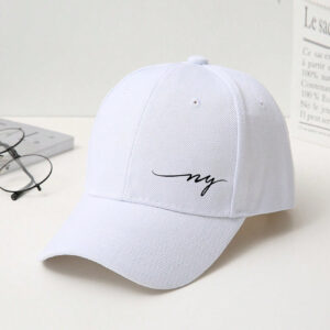 1 pièce Casquette de baseball noire pour hommes avec impression de lettres d"art de ligne de mode minimaliste pour activités en plein air, voyage, protection solaire, décontracté