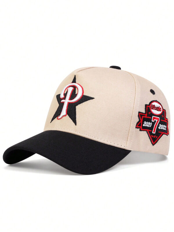 1 Pièce Casquette De Baseball De Protection Solaire Pour Hommes Réglable Et À La Mode Avec Pentagram Et Broderie De Lettre "p". Parfait Pour Les Voyages, La Plage Ou La Fête De Printemps Et D'automne.