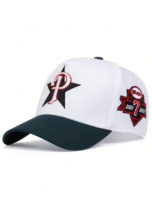 1 Pièce Casquette De Baseball De Protection Solaire Pour Hommes Réglable Et À La Mode Avec Pentagram Et Broderie De Lettre "p". Parfait Pour Les Voyages, La Plage Ou La Fête De Printemps Et D'automne. – Image 2