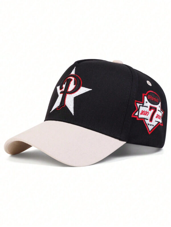 1 Pièce Casquette De Baseball De Protection Solaire Pour Hommes Réglable Et À La Mode Avec Pentagram Et Broderie De Lettre "p". Parfait Pour Les Voyages, La Plage Ou La Fête De Printemps Et D'automne. – Image 4