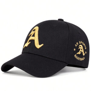 AR 1pc Hommes lettre gothique A brodée Casquette de Baseball, réglable en plein air protection solaire décontractée chapeau, convient pour les voyages de printemps et d"automne, les fêtes de plage