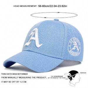 AR 1pc Hommes lettre gothique A brodée Casquette de Baseball, réglable en plein air protection solaire décontractée chapeau, convient pour les voyages de printemps et d"automne, les fêtes de plage