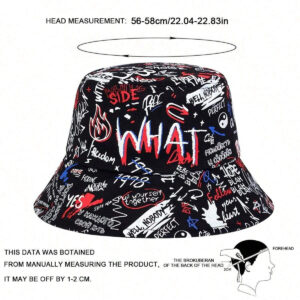 1 pièce Chapeaux de Seau Graffiti 'WHAT' pour Hommes, Chapeau de Seau à la Mode pour Port Occasionnel, Printemps / Automne, Plage et Fête