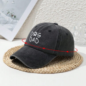 1 pièce Casquette de baseball en polyester brodée, protection UV, réglable, avec lettres, empreinte de patte et motif "DOG DAd', style décontracté pour hommes, pour le printemps et l'automne