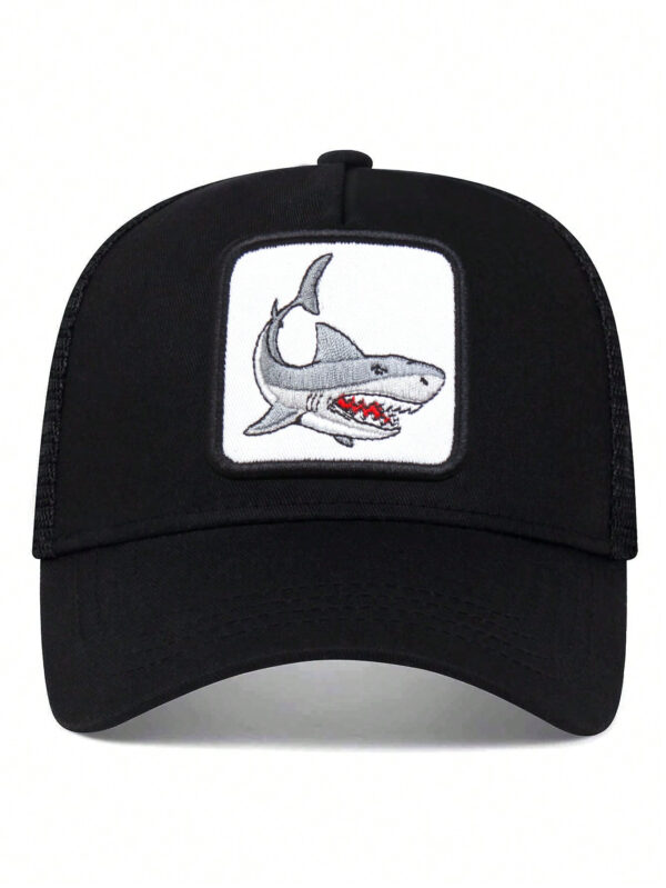 1 pièce Casquette de baseball brodée de requin pour hommes, casquette de camionneur respirante et ajustable pour l"extérieur pour voyager au printemps/été, fête de plage de rue – Image 2