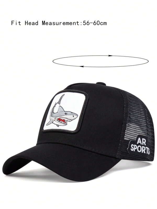 1 pièce Casquette de baseball brodée de requin pour hommes, casquette de camionneur respirante et ajustable pour l"extérieur pour voyager au printemps/été, fête de plage de rue – Image 4