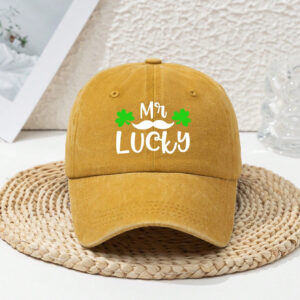 1 pièce Casquette de baseball en polyester à protection UV pour hommes, motif "Mr. Lucky", style sport de plein air, printemps/été/automne