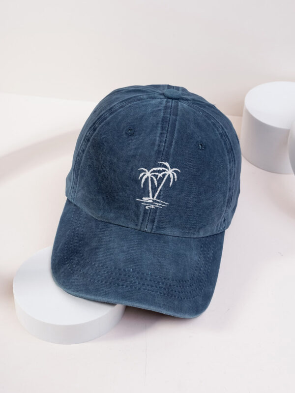 1 pièce Casquette de baseball lavée avec arbre de noix de coco brodé, style Y2k. Chapeau de protection solaire pour l'extérieur, convient pour les sports et les déplacements quotidiens en ville