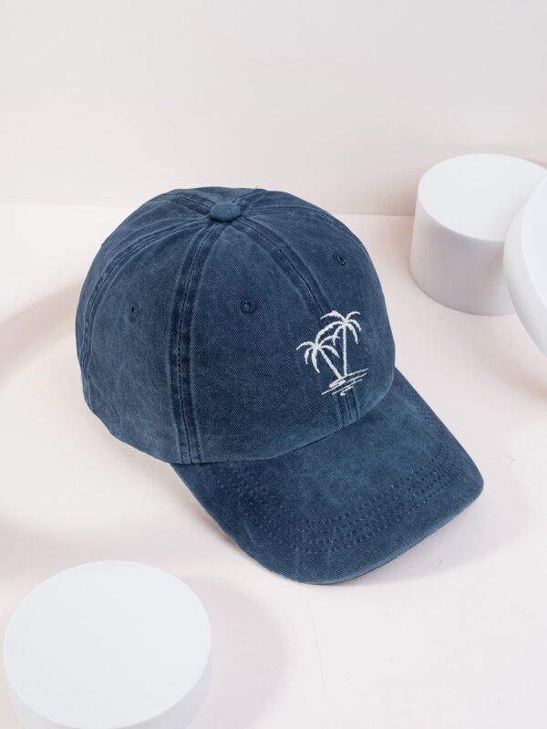 1 pièce Casquette de baseball lavée avec arbre de noix de coco brodé, style Y2k. Chapeau de protection solaire pour l'extérieur, convient pour les sports et les déplacements quotidiens en ville – Image 7