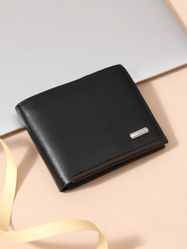 Porte-monnaie métallique décoratif petit portefeuille en PU porte-cartes de crédit petit porte-monnaie pliant pour hommes. Cadeau pour papa, travail de bureau, étudiant, couple, anniversaire, Saint-Valentin – Image 2