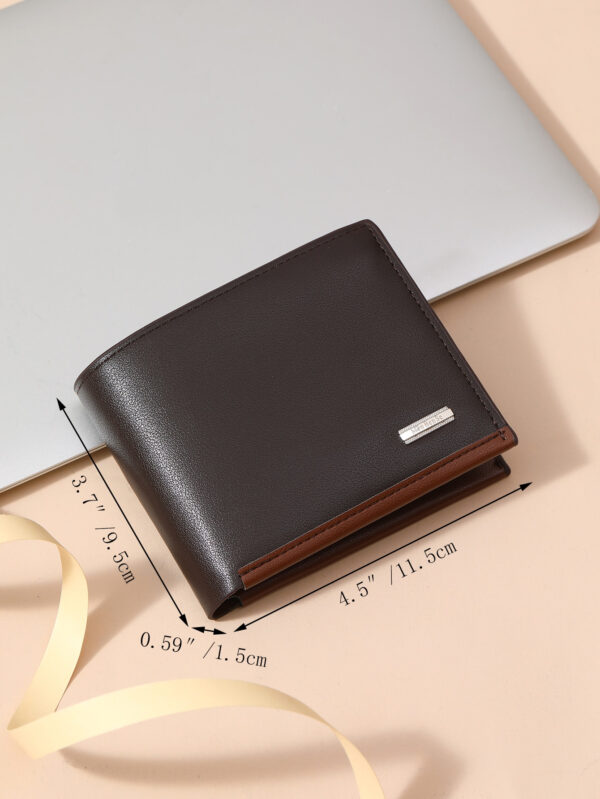 Porte-monnaie métallique décoratif petit portefeuille en PU porte-cartes de crédit petit porte-monnaie pliant pour hommes. Cadeau pour papa, travail de bureau, étudiant, couple, anniversaire, Saint-Valentin – Image 7