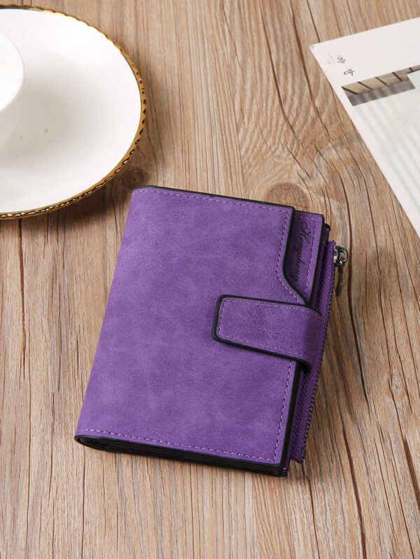 Portefeuille petit à bordure contrastée, porte-monnaie de poche petit, portefeuille Bi-Fold avec fenêtre d'identification. Portable, argent, espèces. Pour employés de bureau, femmes étudiantes, travail, affaires, domicile-travail. Cadeau d'anniversaire, de la Saint-Valentin, pour le couple – Image 2