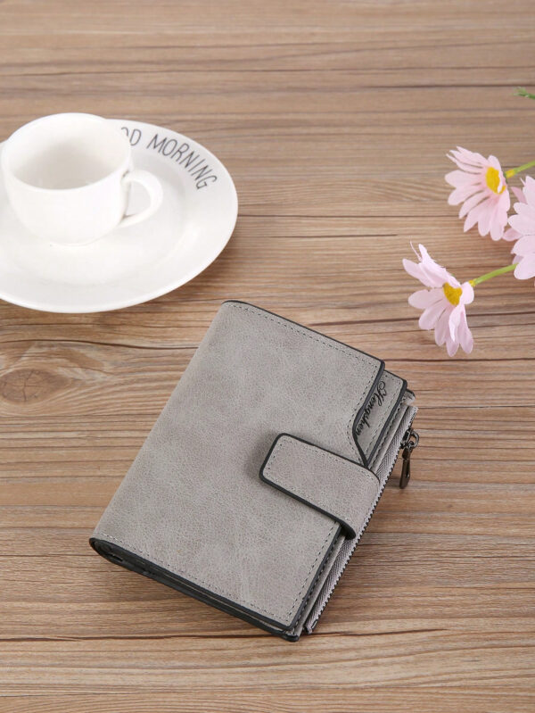 Portefeuille petit à bordure contrastée, porte-monnaie de poche petit, portefeuille Bi-Fold avec fenêtre d'identification. Portable, argent, espèces. Pour employés de bureau, femmes étudiantes, travail, affaires, domicile-travail. Cadeau d'anniversaire, de la Saint-Valentin, pour le couple – Image 3