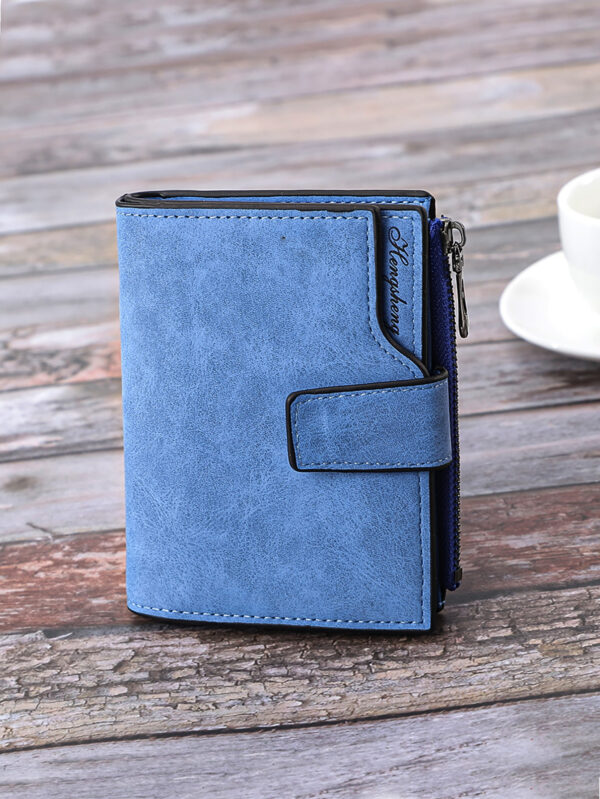 Portefeuille petit à bordure contrastée, porte-monnaie de poche petit, portefeuille Bi-Fold avec fenêtre d'identification. Portable, argent, espèces. Pour employés de bureau, femmes étudiantes, travail, affaires, domicile-travail. Cadeau d'anniversaire, de la Saint-Valentin, pour le couple – Image 4
