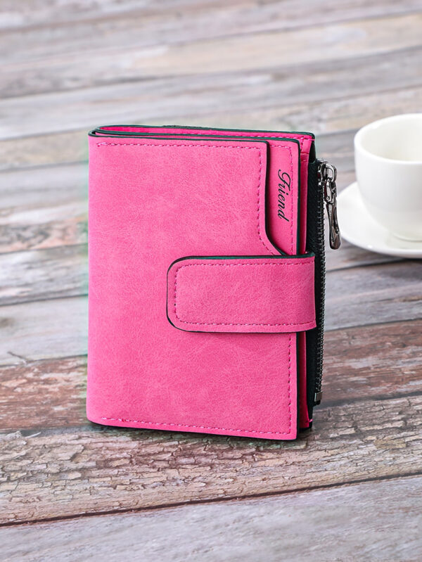 Portefeuille petit à bordure contrastée, porte-monnaie de poche petit, portefeuille Bi-Fold avec fenêtre d'identification. Portable, argent, espèces. Pour employés de bureau, femmes étudiantes, travail, affaires, domicile-travail. Cadeau d'anniversaire, de la Saint-Valentin, pour le couple – Image 6