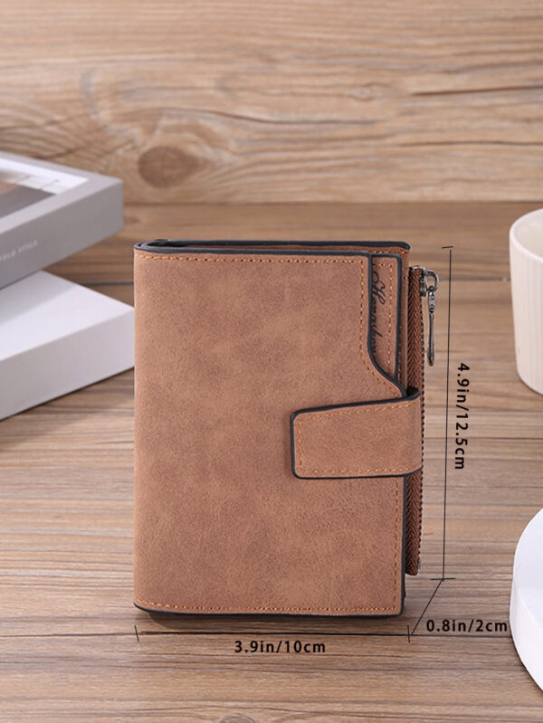 Portefeuille petit à bordure contrastée, porte-monnaie de poche petit, portefeuille Bi-Fold avec fenêtre d'identification. Portable, argent, espèces. Pour employés de bureau, femmes étudiantes, travail, affaires, domicile-travail. Cadeau d'anniversaire, de la Saint-Valentin, pour le couple – Image 10