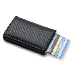 1 pièce Portefeuille ultra fin minimaliste pour homme avec blocage RFID, porte-monnaie en alliage d'aluminium avec fonction de poussée latérale, convient pour la carte d'identité et le permis de conduire. Idéal pour les cadeaux de Noël, la Saint-Valentin, Thanksgiving. Porte-cartes de visite, portefeuille, porte-cartes de crédit de style vintage.