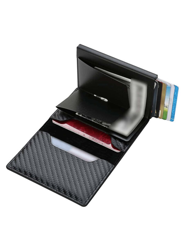 1 pièce Portefeuille ultra fin minimaliste pour homme avec blocage RFID, porte-monnaie en alliage d'aluminium avec fonction de poussée latérale, convient pour la carte d'identité et le permis de conduire. Idéal pour les cadeaux de Noël, la Saint-Valentin, Thanksgiving. Porte-cartes de visite, portefeuille, porte-cartes de crédit de style vintage. – Image 22