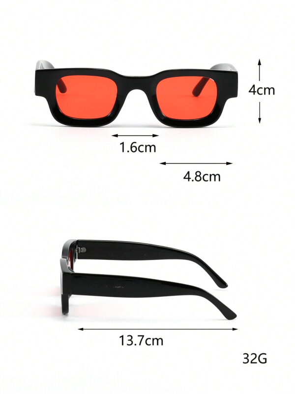1 pièce Lunettes de mode à monture étroite et épaisse rectangulaire avec surface concave pour le style de rue et les accessoires d'ombre. Accessoires d'Halloween et de plage. Lunettes de soleil au look mode de rue et convenant pour les pulls, vestes, sweats à capuche, pantalons et cargos. – Image 11