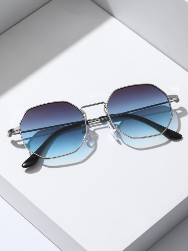 1 pièce Lunettes de mode en métal géométrique moderne et simple pour hommes, cadeau pour vacances, accessoires de plage tropicale, photo de rue – Image 3