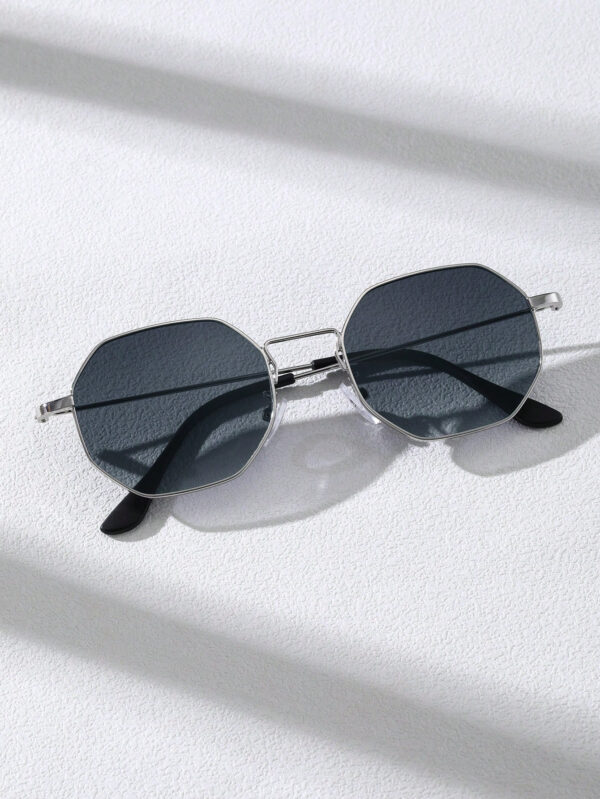 1 pièce Lunettes de mode en métal géométrique moderne et simple pour hommes, cadeau pour vacances, accessoires de plage tropicale, photo de rue – Image 5