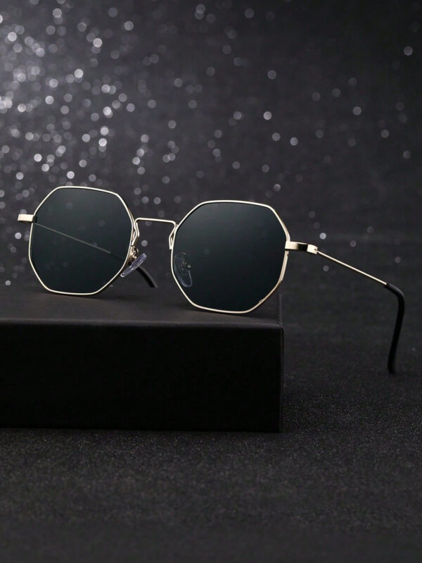 1 pièce Lunettes de mode en métal géométrique moderne et simple pour hommes, cadeau pour vacances, accessoires de plage tropicale, photo de rue – Image 6