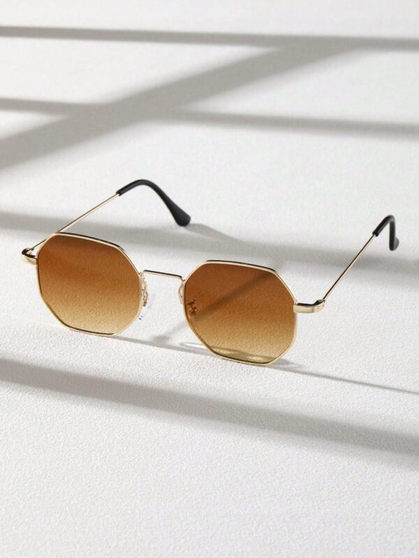 1 pièce Lunettes de mode en métal géométrique moderne et simple pour hommes, cadeau pour vacances, accessoires de plage tropicale, photo de rue – Image 7