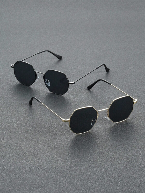 1 pièce Lunettes de mode en métal géométrique moderne et simple pour hommes, cadeau pour vacances, accessoires de plage tropicale, photo de rue – Image 9