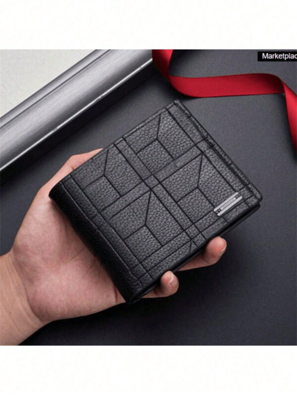 1 pièce Portefeuille court pour homme, mode et simple, couleur unie, affaires, quotidien, portable, grande capacité, multi-fentes pour cartes. Indispensable pour le portefeuille d'homme : trajets domicile-travail, déplacements professionnels, voyages, cadeau de la Saint-Valentin 2025 – Image 3
