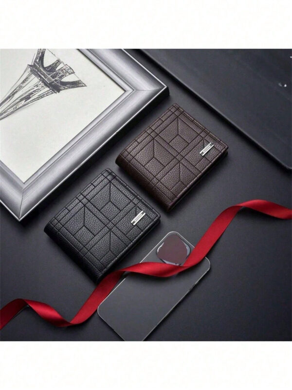 1 pièce Portefeuille court pour homme, mode et simple, couleur unie, affaires, quotidien, portable, grande capacité, multi-fentes pour cartes. Indispensable pour le portefeuille d'homme : trajets domicile-travail, déplacements professionnels, voyages, cadeau de la Saint-Valentin 2025 – Image 4