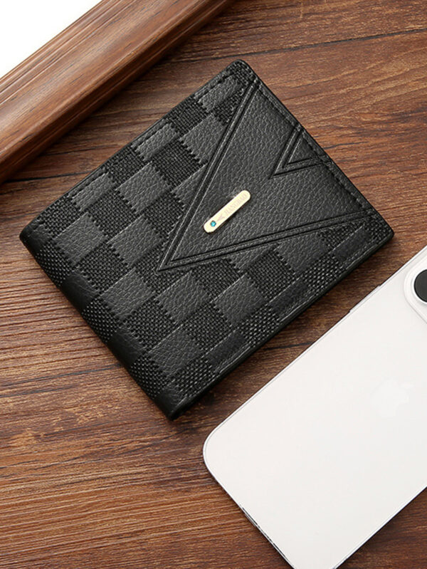 Portefeuille court pour homme, simple et . Porte-cartes multi-fentes. Porte-monnaie portable pour travailleurs de bureau masculins, collège, travail, entreprise, navette, bureau. Cadeau pour anniversaire, Saint-Valentin, couple, fournitures scolaires, enseignants, rentrée des classes, style vintage pour hommes – Image 2