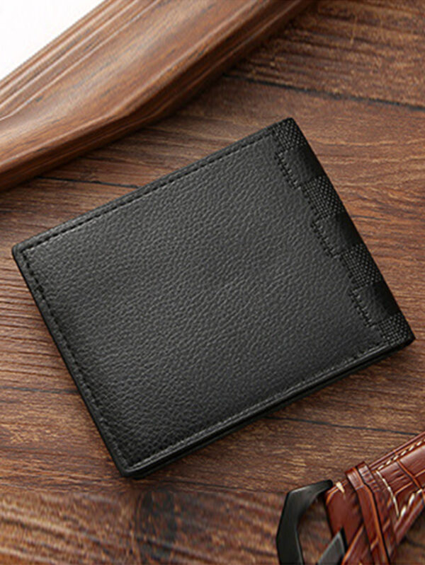 Portefeuille court pour homme, simple et . Porte-cartes multi-fentes. Porte-monnaie portable pour travailleurs de bureau masculins, collège, travail, entreprise, navette, bureau. Cadeau pour anniversaire, Saint-Valentin, couple, fournitures scolaires, enseignants, rentrée des classes, style vintage pour hommes – Image 3