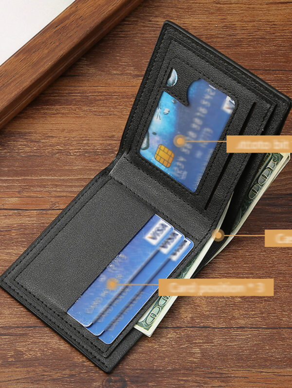 Portefeuille court pour homme, simple et . Porte-cartes multi-fentes. Porte-monnaie portable pour travailleurs de bureau masculins, collège, travail, entreprise, navette, bureau. Cadeau pour anniversaire, Saint-Valentin, couple, fournitures scolaires, enseignants, rentrée des classes, style vintage pour hommes – Image 4