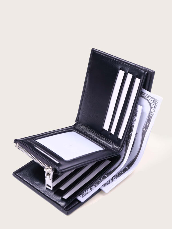 Petit portefeuille pour hommes avec graphiques de lettres, porte-cartes de crédit, fenêtre d'identification, fermeture éclair. Portefeuille mince multifonctions pour hommes. Cadeau pour papa, petit cadeau pour homme, cadeau d'anniversaire pour homme, cadeau pour petit ami, cadeau pour mari, oncle, frère, cadeau de retour à l'école, fournitures scolaires, cadeau pour professeur – Image 2