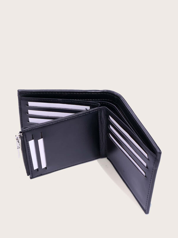 Petit portefeuille pour hommes avec graphiques de lettres, porte-cartes de crédit, fenêtre d'identification, fermeture éclair. Portefeuille mince multifonctions pour hommes. Cadeau pour papa, petit cadeau pour homme, cadeau d'anniversaire pour homme, cadeau pour petit ami, cadeau pour mari, oncle, frère, cadeau de retour à l'école, fournitures scolaires, cadeau pour professeur – Image 3